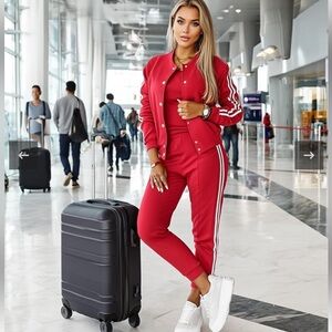 NWOT CHICME Red Track Pants & Jacket Set